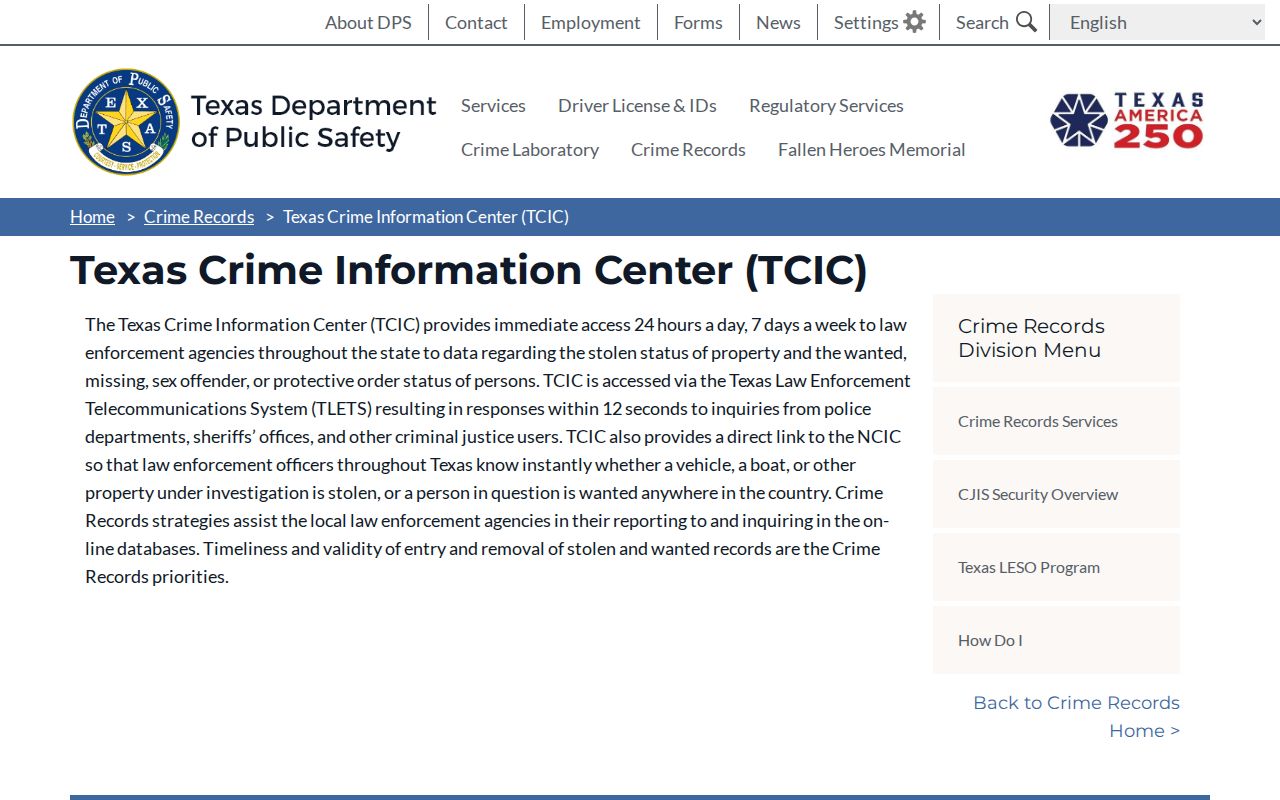 Winkler County warrant search limits for Texas TCIC